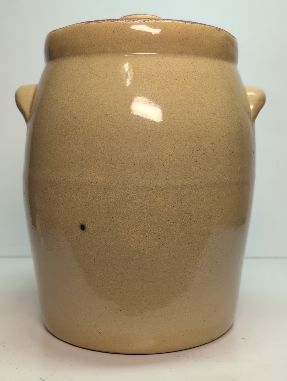 vintage 1930s Ransburg Hand-Painted stoneware cookie jar w/ Red & Yellow floral - Picture 3 of 14